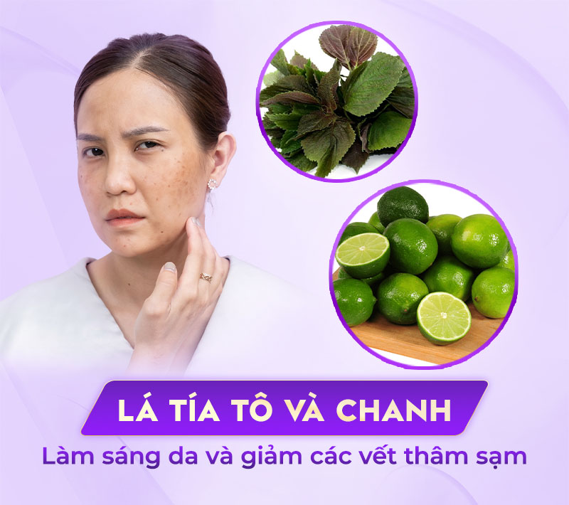 lá tía tô và nước cốt chanh trị nám