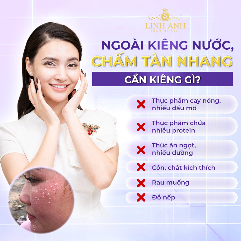 kiêng nước và đò ăn dầu mỡ sau khi chấm tàn nhang