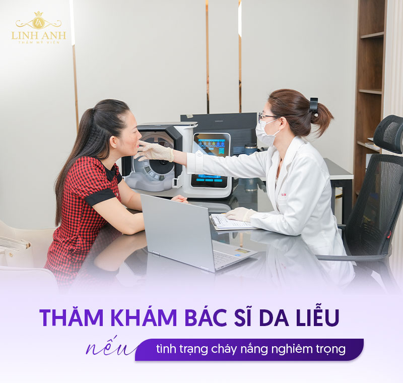 Da bị cháy nắng nên đi khám bác sĩ da liễu
