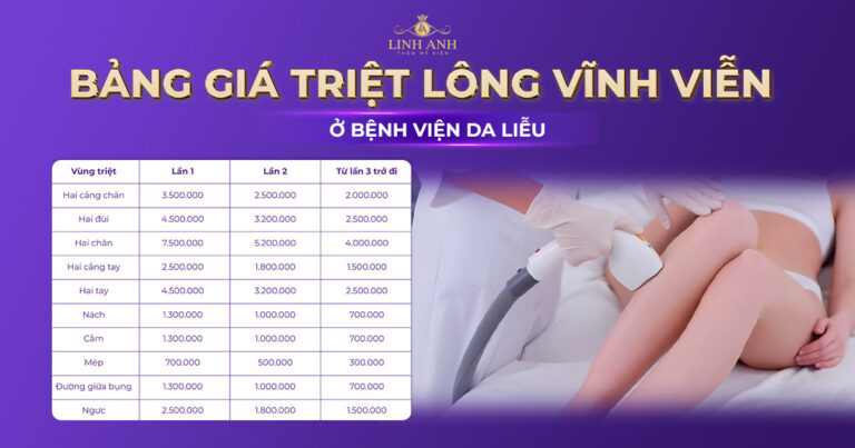 Bảng giá triệt lông vĩnh viễn ở bệnh viện da liễu cập nhật mới nhất