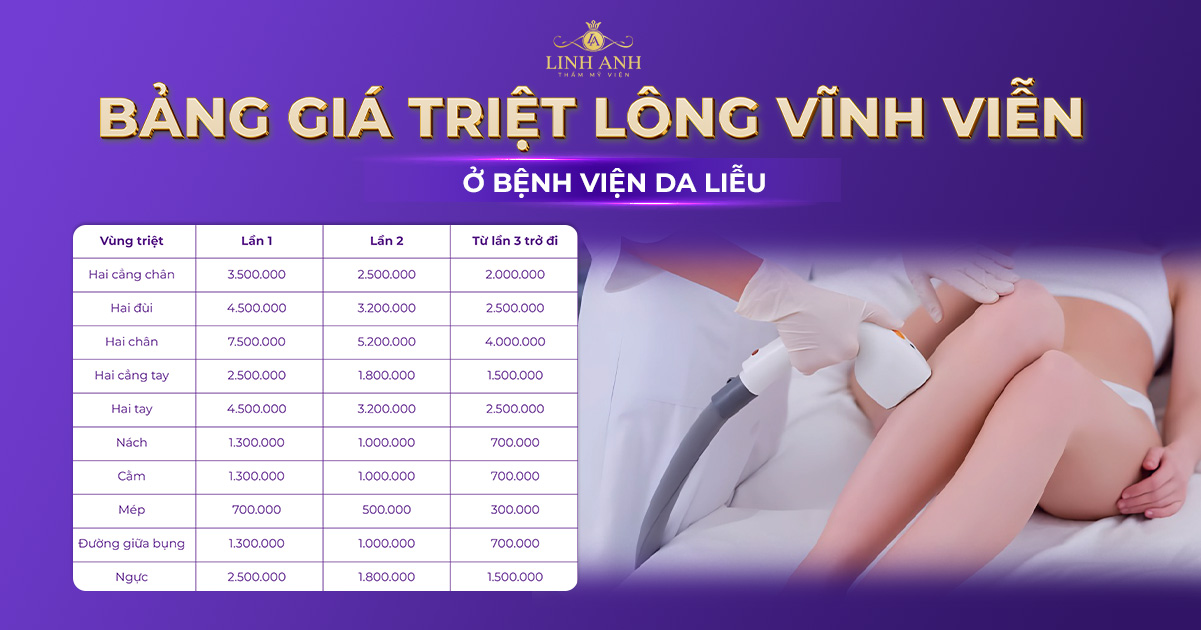 Bảng giá triệt lông vĩnh viễn ở bệnh viện da liễu cập nhật mới nhất