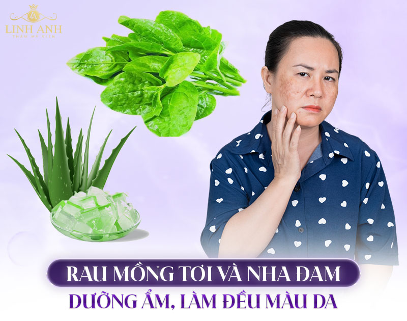 rau mồng tơi kết hợp nha đam giúp giảm nám