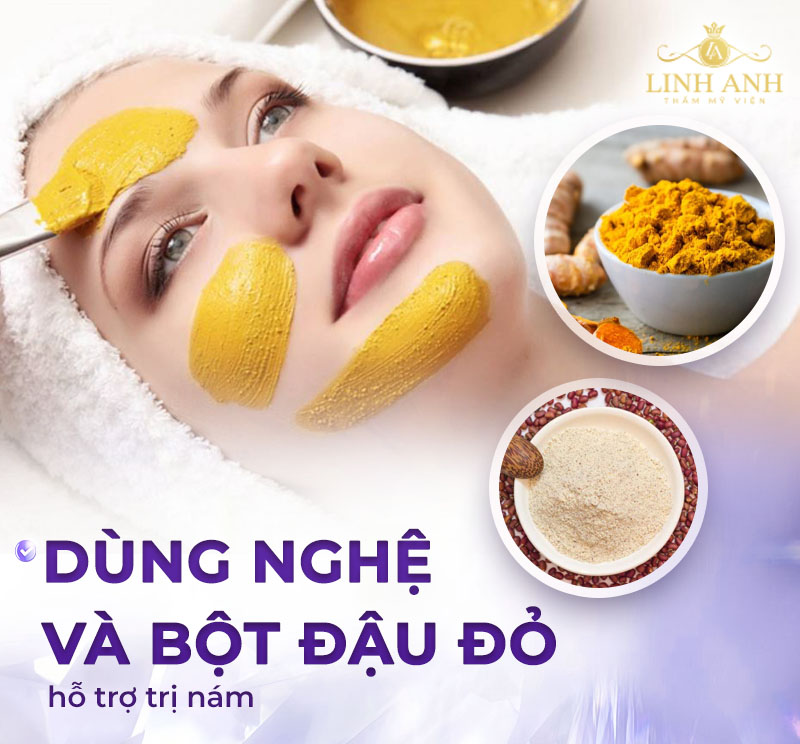 nghệ tươi và bột đậu đỏ trị nám mờ thâm