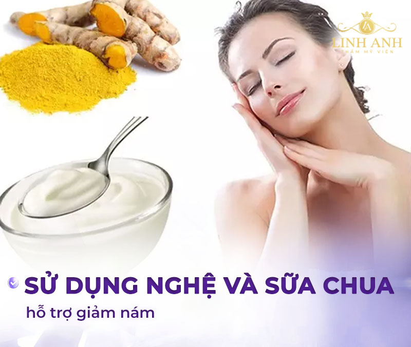 nghệ tươi và sữa chua trị nám