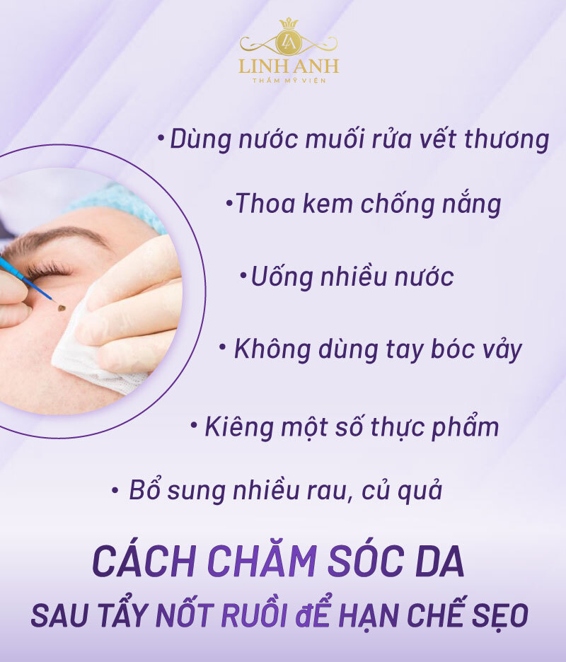 Chăm sóc da sau tẩy nốt ruồi tránh sẹo