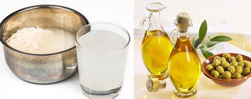 nước vo gạo và dầu oliu làm trắng da nước vo gạo và dầu oliu làm trắng da