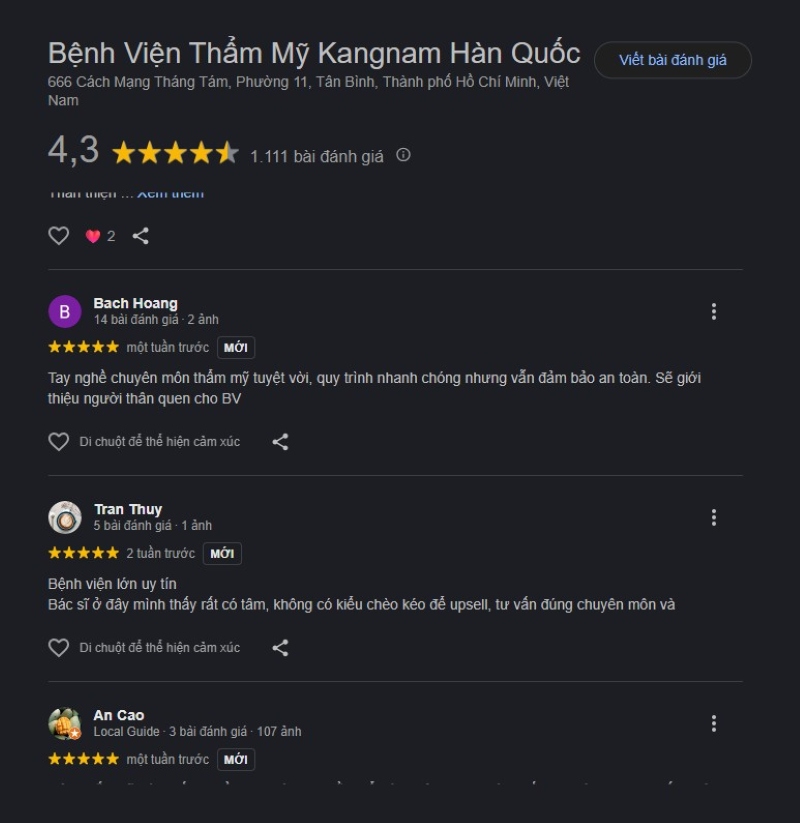 Review trẻ hóa bàn tay tại Bệnh viện Thẩm mỹ Kangnam
