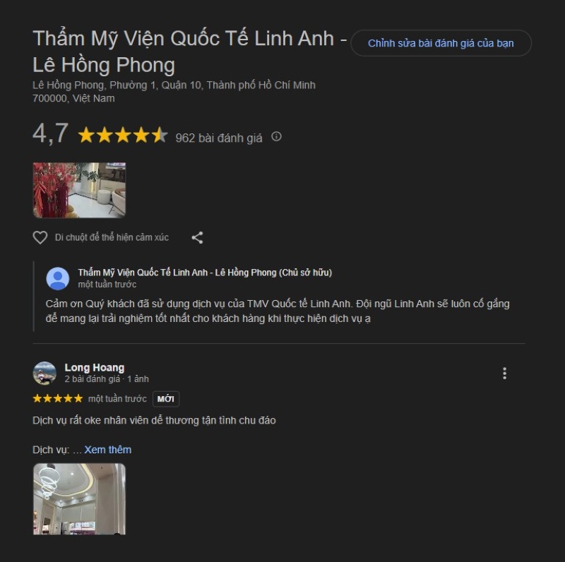 Review trẻ hóa bàn tay tại TMQT Linh Anh