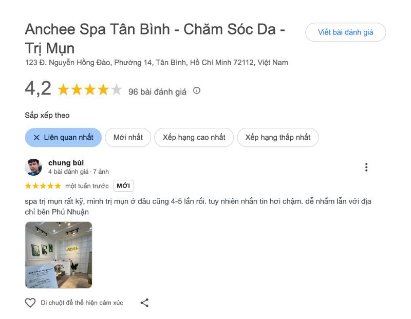 Spa tắm trắng Anchee Clinic bài đánh giá