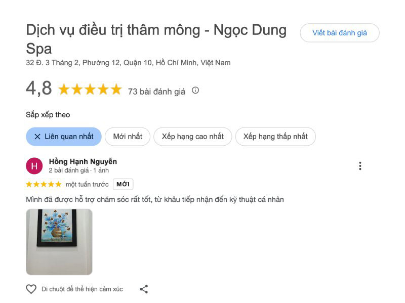 Thẩm mỹ viện tắm trắng Ngọc Dung bài đánh giá