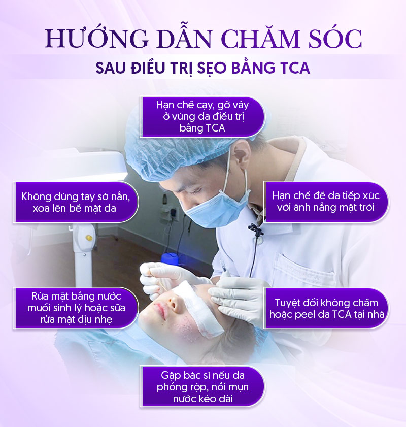 Chăm sóc da sau khi chấm tca