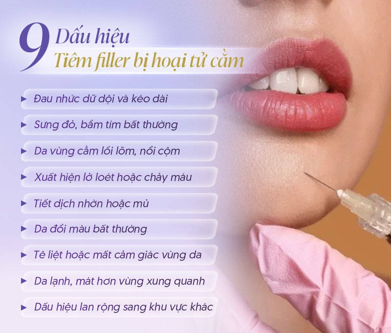Dấu hiệu hoại tử cằm do tiêm filler