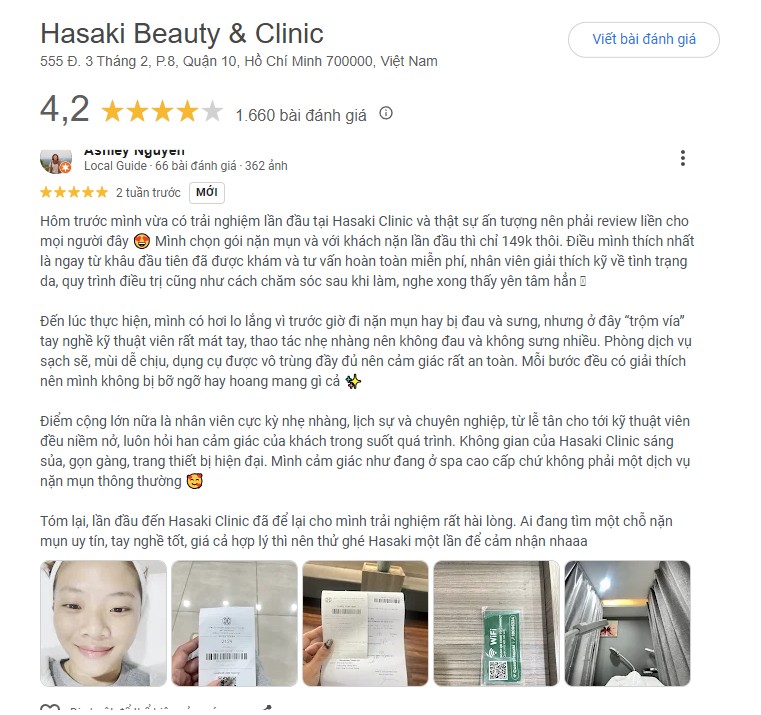nặn mụn tại Hasaki Clinic