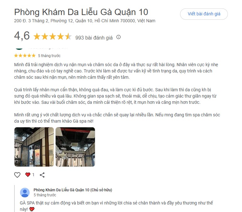 nặn mụn tại Phòng Khám Da Liễu Gà Spa