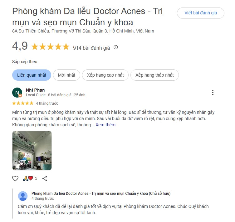 nặn mụn tại Phòng khám Doctor Acnes
