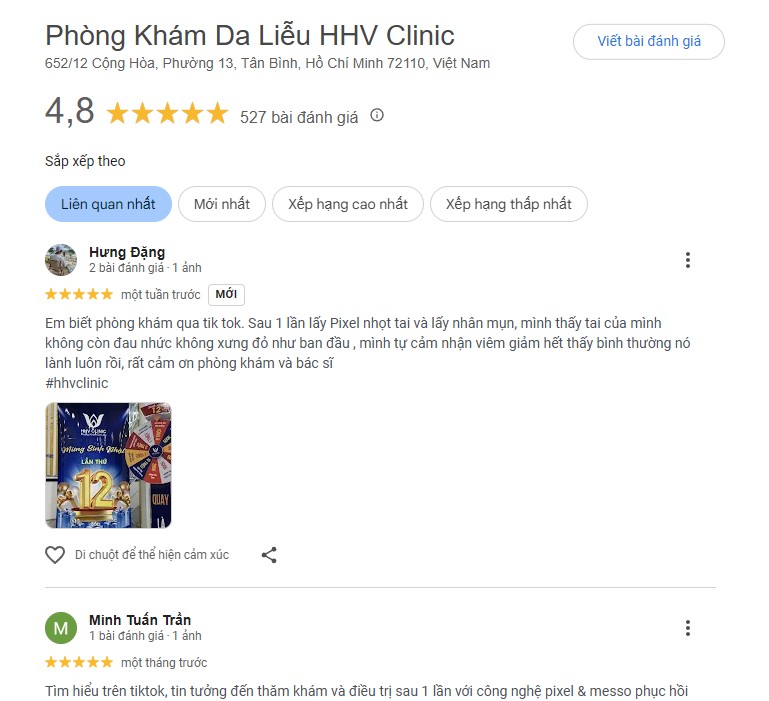 nặn mụn tại Phòng khám da liễu HHV CLINIC