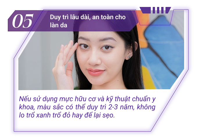 Phun chân mày giúp tạo dáng mày rõ nét, cân đối với tỷ lệ khuôn mặt, từ đó tôn lên đường nét và tăng vẻ cuốn hút tự nhiên.