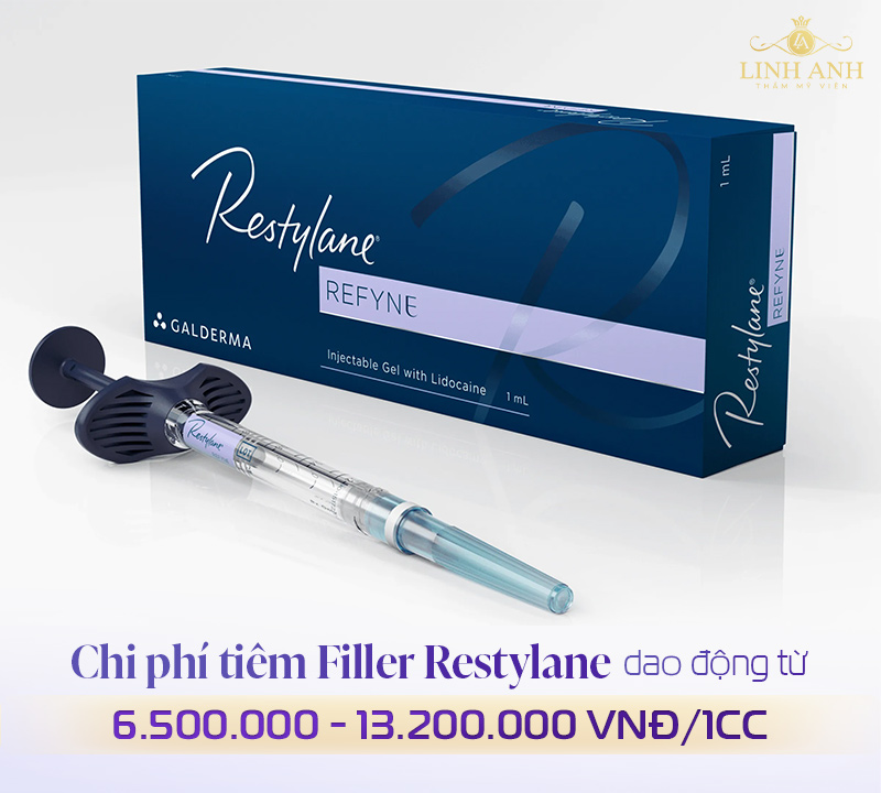 Chi phí tiêm Filler Restylane dao động từ 6.500.000 - 13.200.000 VNĐ/1cc