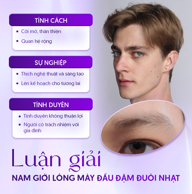 Lông mày đầu đậm đuôi nhạt nam