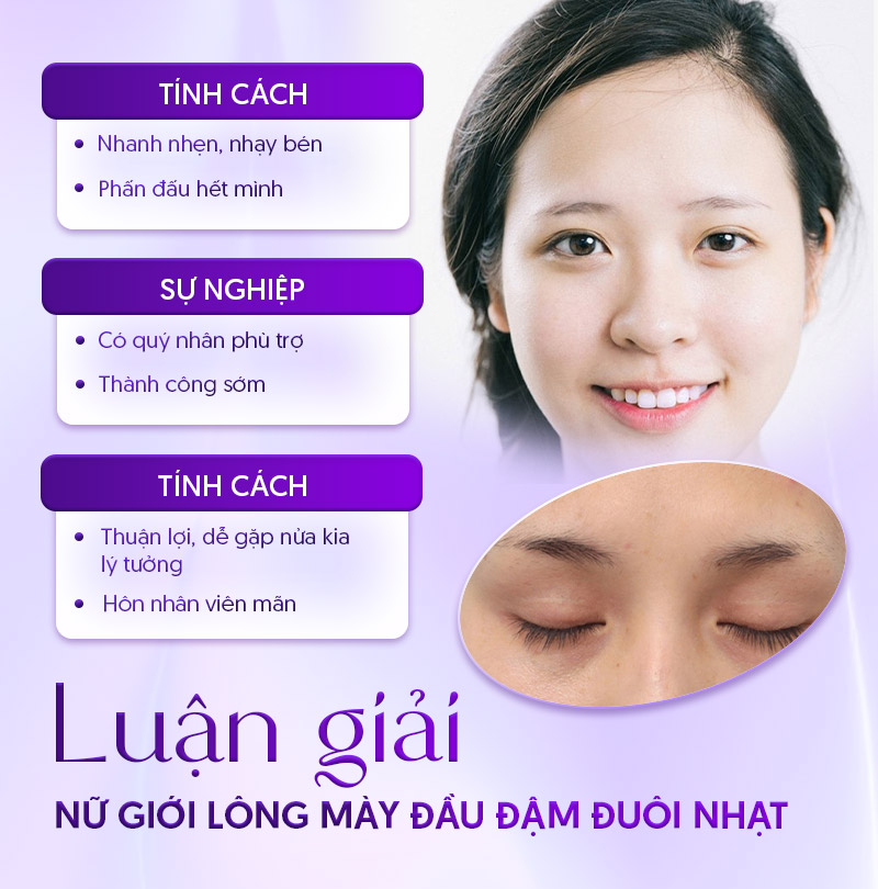 Lông mày đầu đậm đuôi nhạt ở nữ