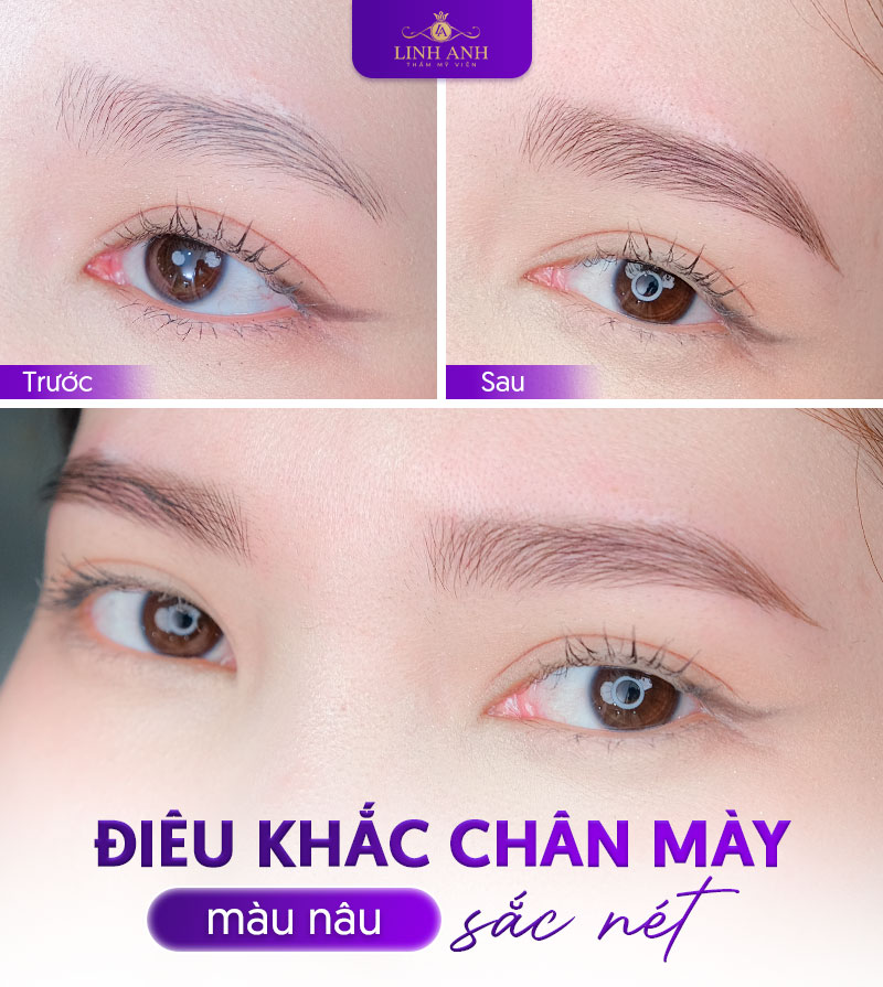 điêu khắc mày màu nâu socola tại Linh Anh