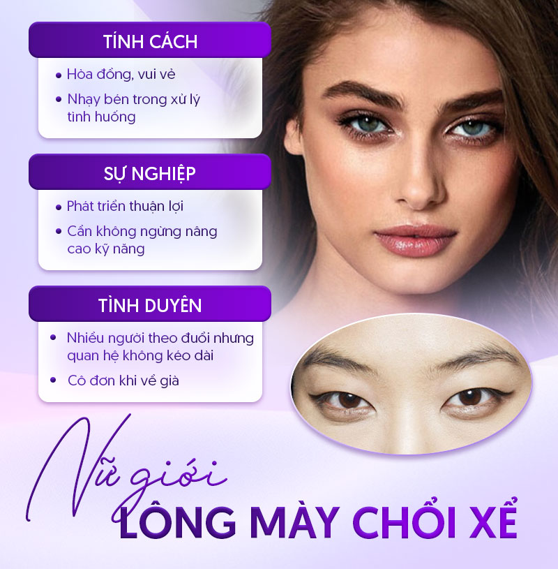 lông mày chổi xể ở nữ giới