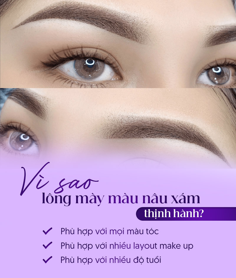 lông mày màu nâu xám thịnh hành