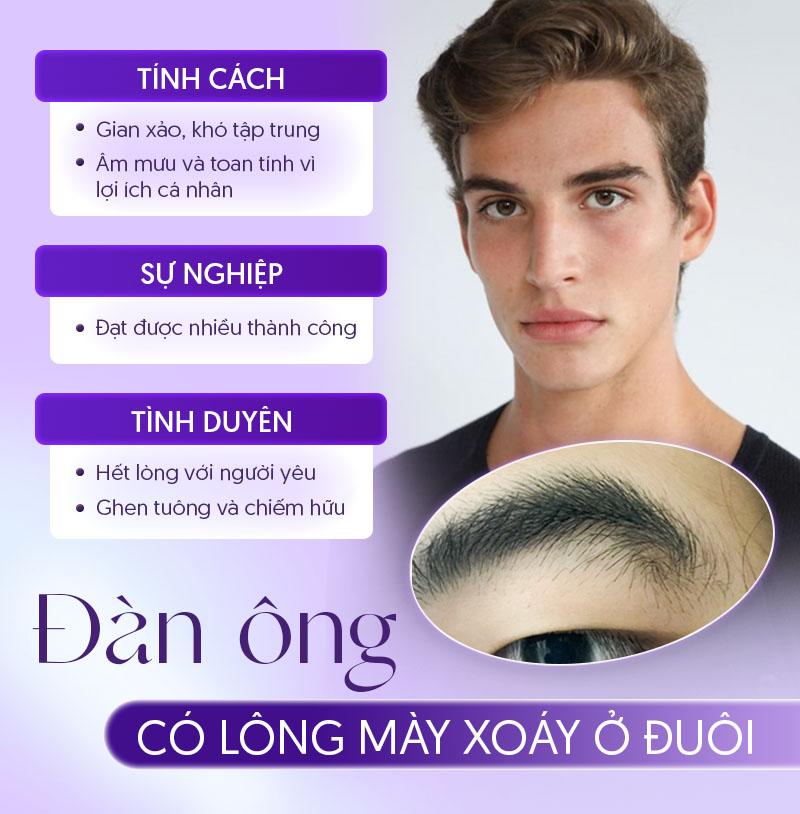 lông mày xoáy ở đuôi nam giới