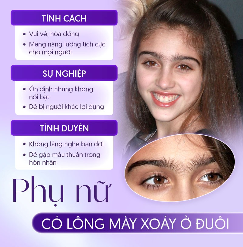 lông mày xoáy ở đuôi nữ giới