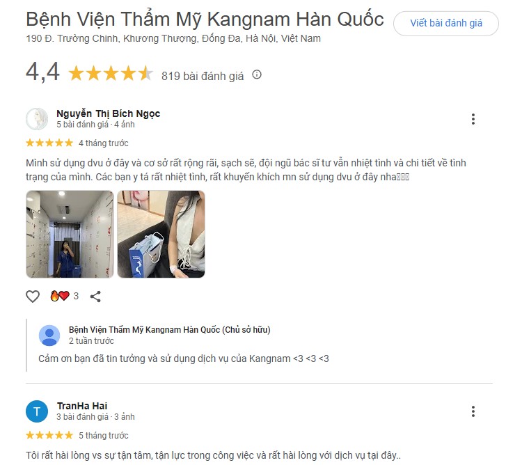 review Bệnh viện thẩm mỹ Kangnam