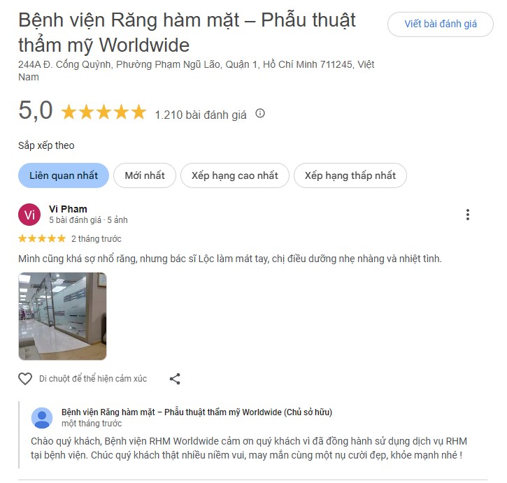 review Bệnh viện thẩm mỹ WorldWide