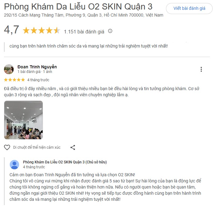 review trị sẹo rỗ ở PKDL O2Skin