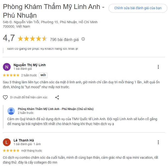 review trị sẹo rỗ ở Phòng khám thẩm mỹ Linh Anh