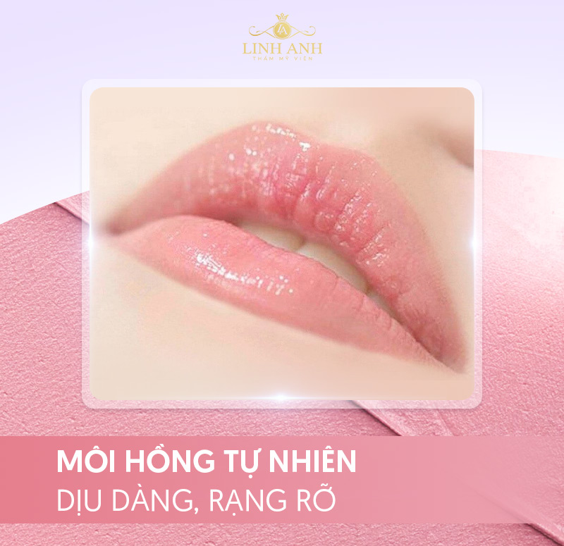 màu Hồng tự nhiên khi xăm môi