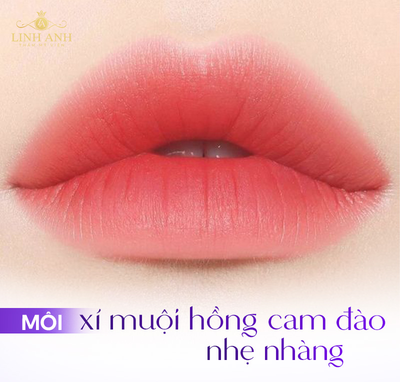 môi màu hồng cam đào sau khi bong