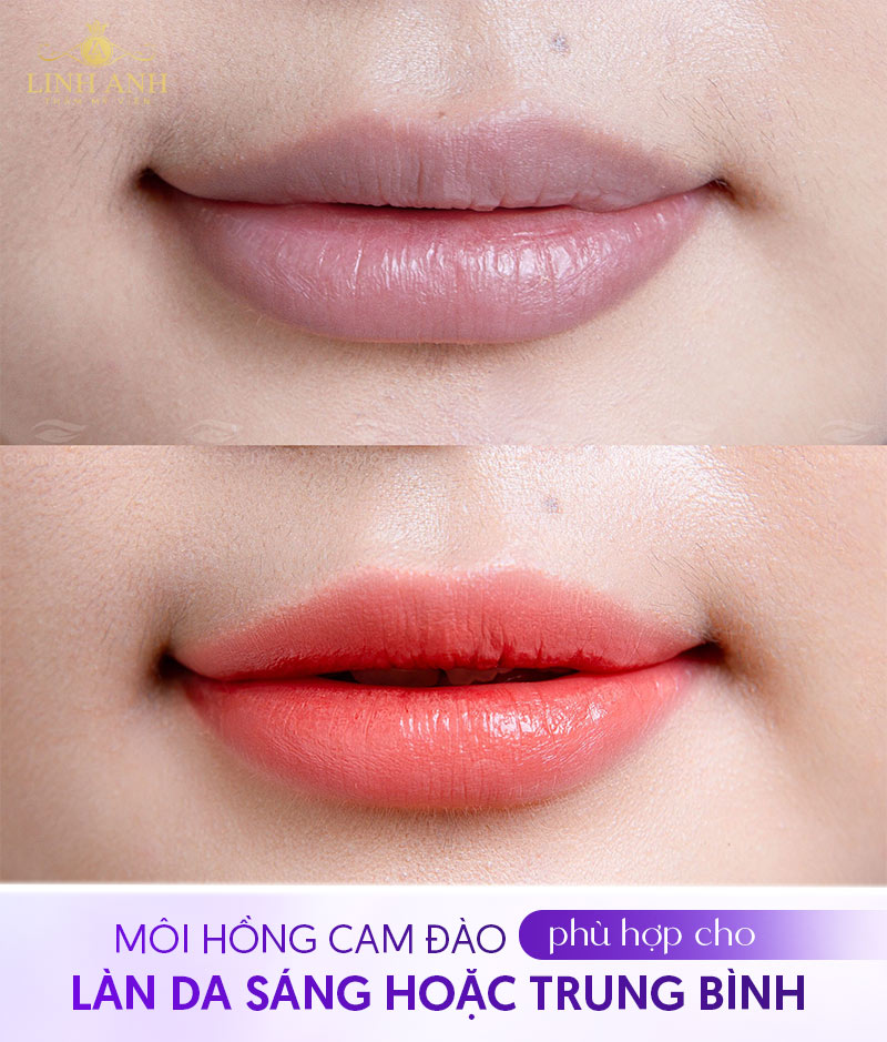môi màu hồng cam đào
