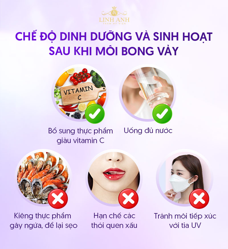 môi phun bong vảy xong chăm sóc thế nào