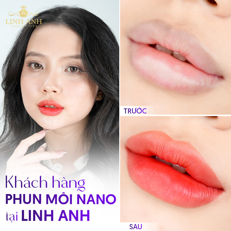 môi xăm màu đỏ Cam