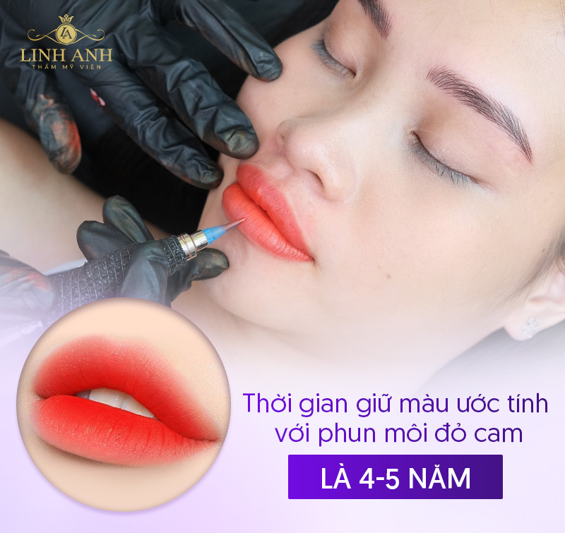 phun môi collagen màu đỏ Cam