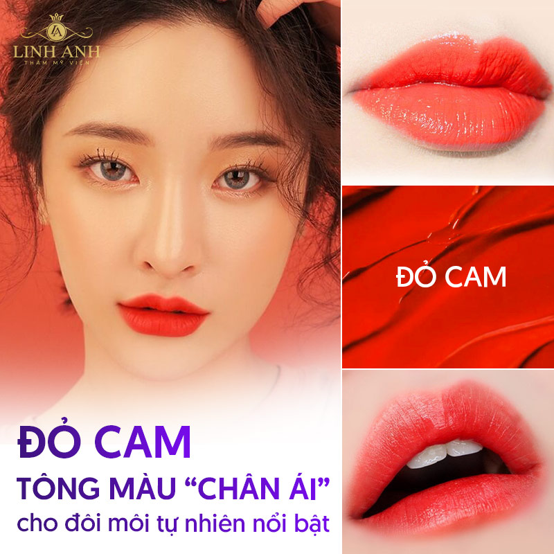 phun môi đỏ Cam SAU khi bong