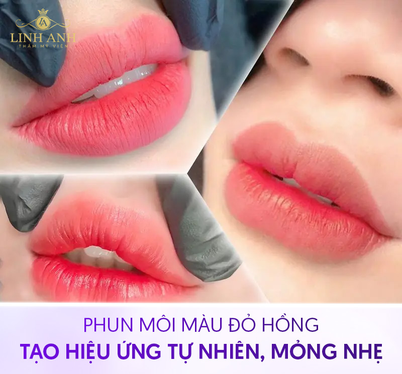 phun môi màu đỏ Hồng sau khi bong