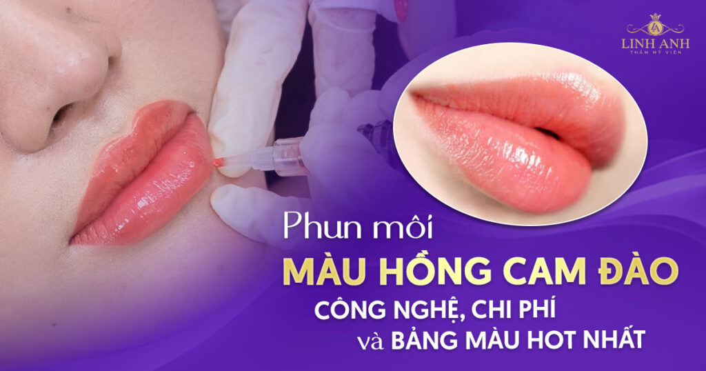 phun môi màu hồng cam đào