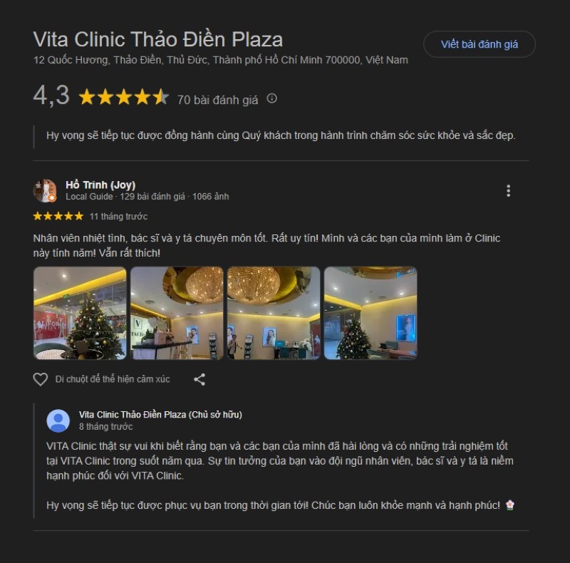 Review tiêm filler tại phòng khám Vita Clinic