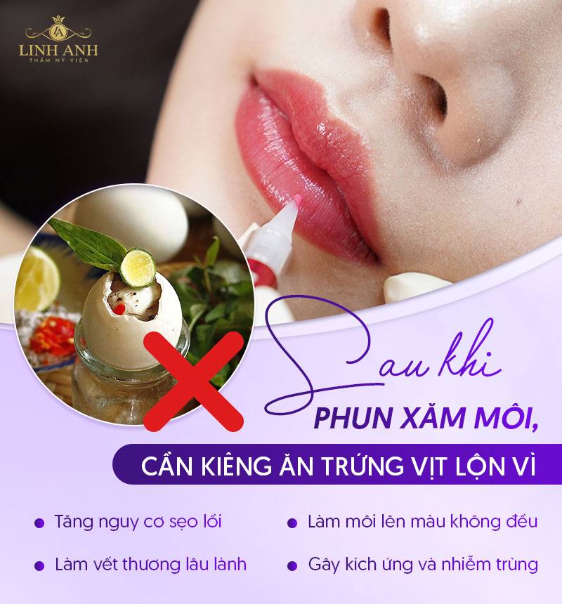 xăm môi ăn hột vịt lộn được không