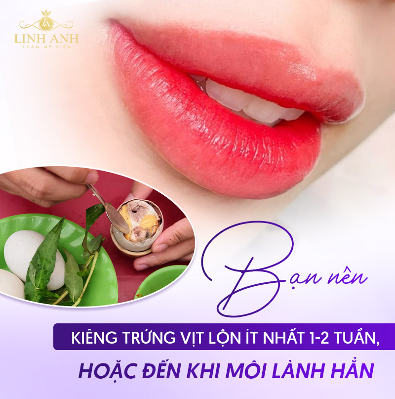 xăm môi có ăn được trứng vịt lộn không