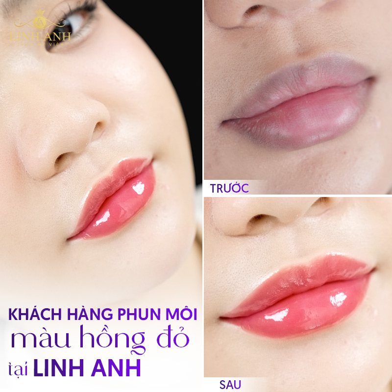 xăm môi màu Hồng đỏ