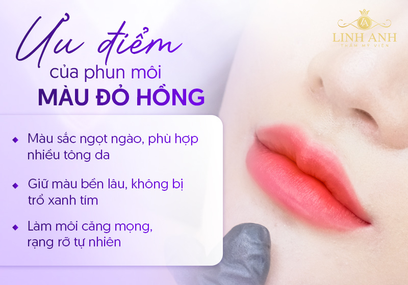 xăm môi màu đỏ Hồng