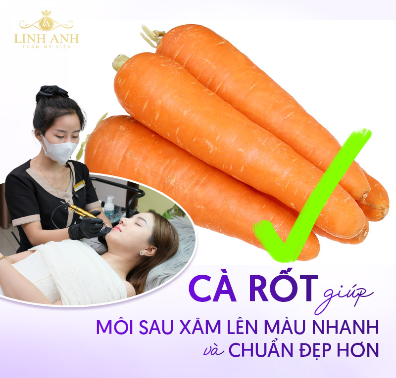 xăm môi nên ăn cà rốt để lên màu đẹp
