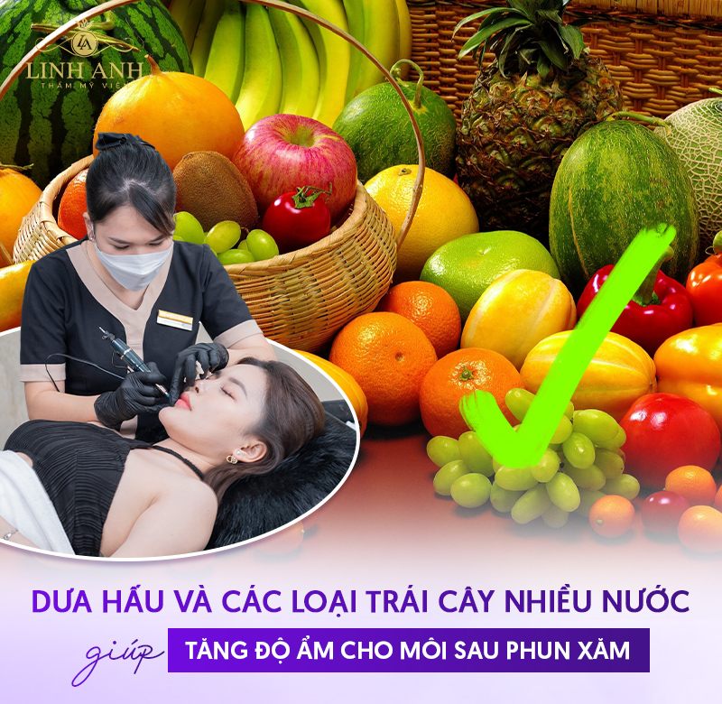 xăm môi nên ăn trái cây để lên màu đẹp
