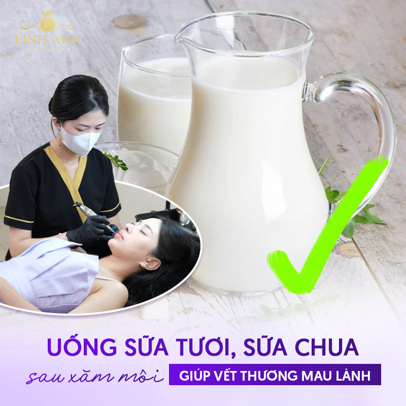 xăm môi nên uống sữa để lên màu đẹp